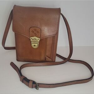 Patricia Nash Brown Leather Slim Crossbody Purse